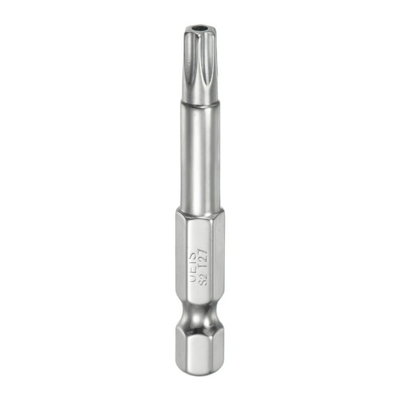 Uxcell T27 Security Torx Bit 1/4" Hex Shank 2" S2 Steel Magnetic Tamper Resistant Star Bits Torx Head with Hole