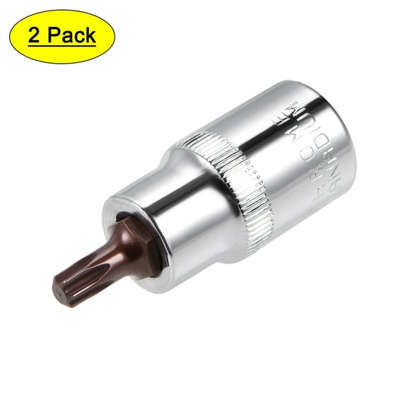 Uxcell T35 2.17''Length 1/2-Inch Drive Torx Bit Sockets S2 Steel Brown 2 Pcs