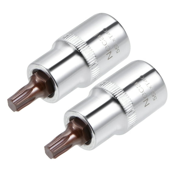 Uxcell T40 2.17''Length 1/2-Inch Drive Torx Bit Sockets S2 Steel Brown 2 Pcs