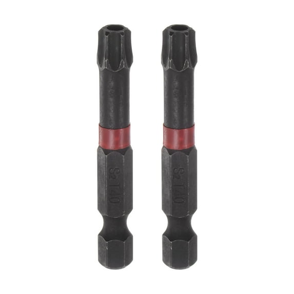 Uxcell T40 Magnetic Security Impact Torx Screwdriver Bit 1/4" Hex Shank 2" Length, 2 Pack