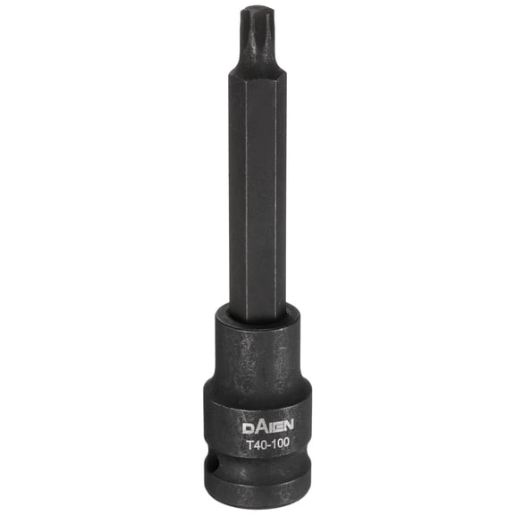 Uxcell T40 Torx Bit Socket 100mm/3.94" Length 1/2" Square Drive Star 6 Point Extension Impact Bit Power Nut Driver Set S2 Steel Socket Ratchet Wrench Bits, Black