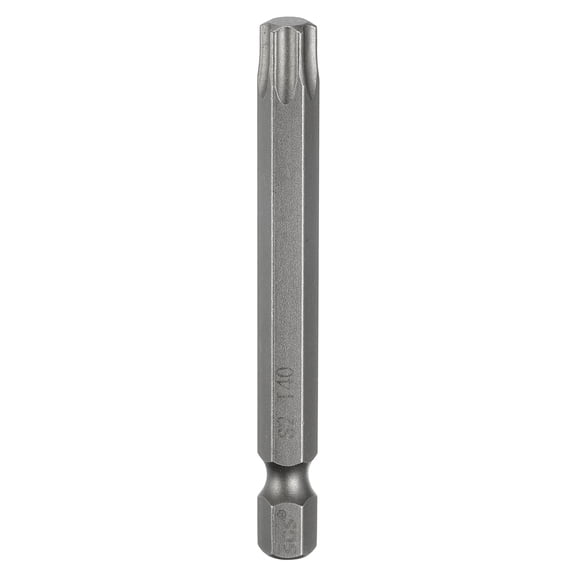 Uxcell T40 Torx Head Screwdriver Bit 1/4" Hex Shank 2.6" (65mm) Long Magnetic No Hole Tip 6 Point Star Screw Driver