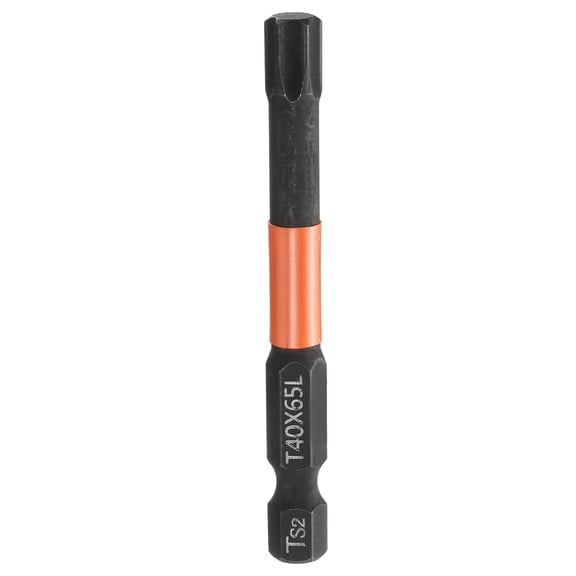 Uxcell T40 Torx Head Screwdriver Bit 2.56" Long 1/4" Hex Shank Magnetic Tamper Proof 6 Point Star Screw Driver Black Phosphate