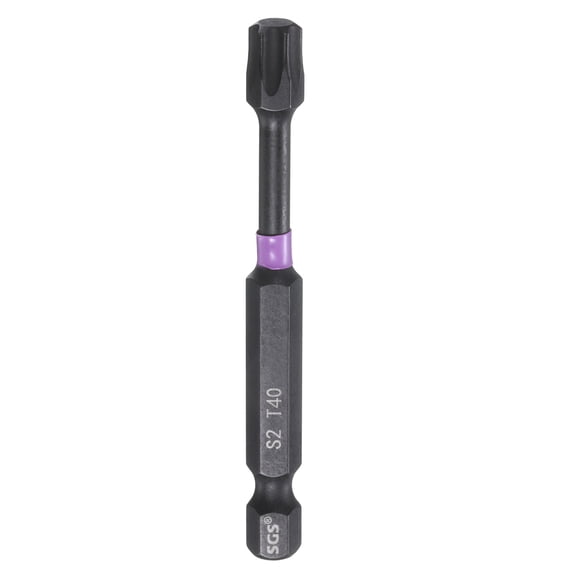 Uxcell T40 Torx Impact Screwdriver Bit 1/4" Hex Shank 3" Long Magnetic No Hole