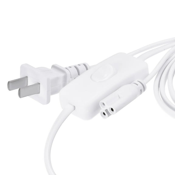 Uxcell AC 100-250V T5 T8 LED Tube Power Extension Cable with Switch 3Pin 1.8m Length White 2 Pcs