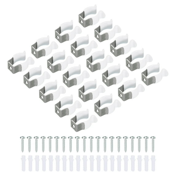 Uxcell T5 U Clips Holder Bracket for LED Light Bulb Mounting Bracket Fluorescent Tube Holder Screw Clamps White 20 Pack