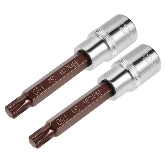 Uxcell T50 3.94'' Length 1/2-Inch Drive Torx Bit Sockets S2 Steel Brown 2 Pcs