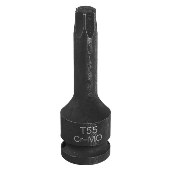 Uxcell T55 Torx Bit Socket 1/2" Drive 6 Point Torx Star Screwdriver Socket Adapter CR-MO Steel Impact Bit Sockets