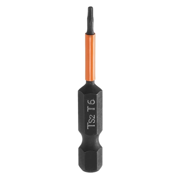 Uxcell T6 Torx Head Screwdriver Bit 2" Long 1/4" Hex Shank Magnetic Tamper Proof 6 Point Star Screw Driver Black Phosphate