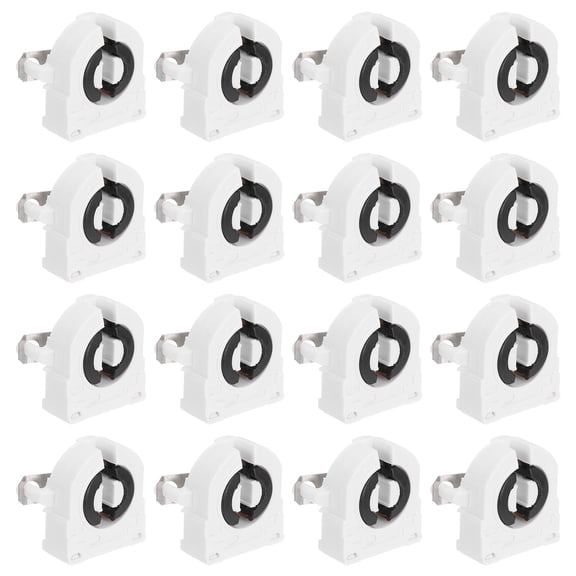 Uxcell T8 Grille Lamp Holder,16 Pcs Light Socket Base Holder Non-Shunted Tombstone Flame Retardant Lamp Sockets, White