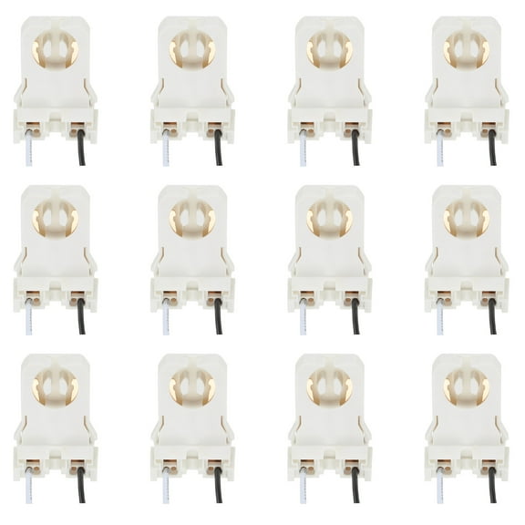 Uxcell T8  Lamp Holder, 12pcs Non-shunted Tombstone Light Socket G13 Base with Wires for LED Fluorescent Tube, White