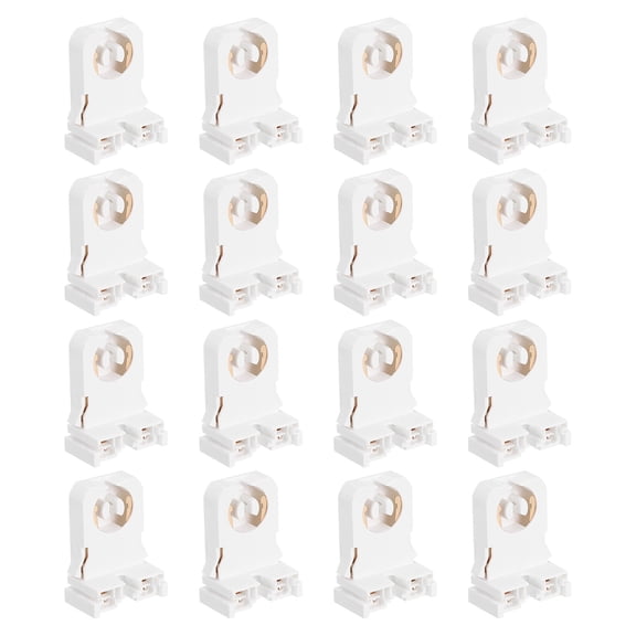 Uxcell T8 Lamp Holder,16 Pcs Light Socket Base Holder Non-Shunted Tombstone Flame Retardant Lamp Sockets, White