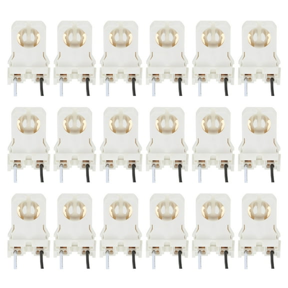 Uxcell T8 Lamp Holder, 18Pcs Non-shunted Tombstone Light Socket G13 Base with Wires for LED Fluorescent Tube, White