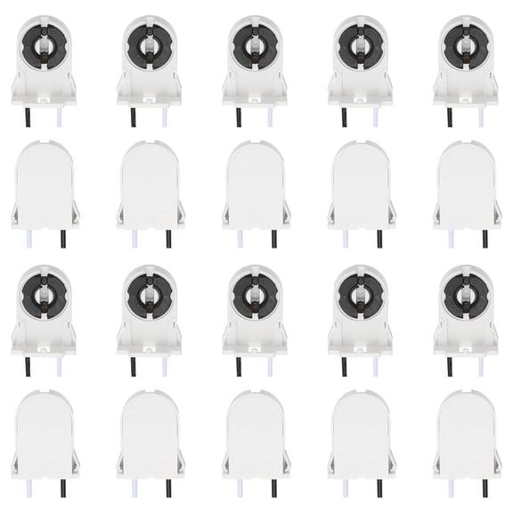 Uxcell T8 Lamp Holder with Wires, 50Pcs PC Heat-Resistant G13 Base Light Socket for LED Fluorescent Tube Replacements