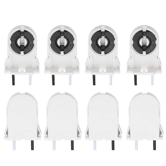 Uxcell T8 Lamp Holder with Wires, 8Pcs PC Heat-Resistant G13 Base Light Socket for LED Fluorescent Tube Replacements