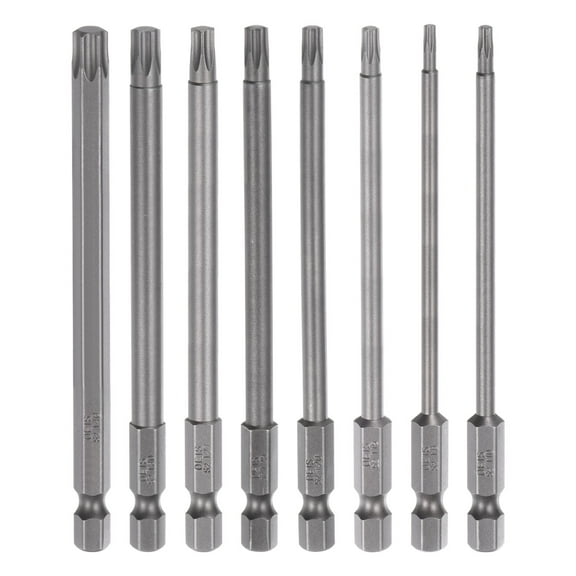 Uxcell T8-T40 Magnetic Security Star 5 Point Torx Screwdriver Bit Set 1/4" Hex Shank 2" Length Screw Driver, 8 Pack
