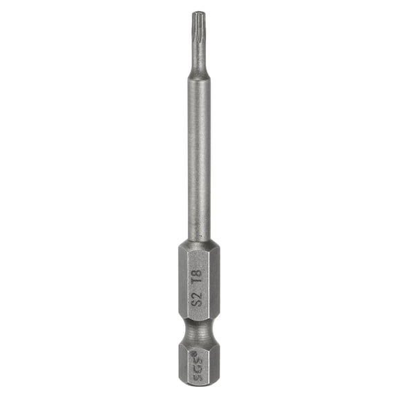Uxcell T8 Torx Head Screwdriver Bit 1/4" Hex Shank 2.6" (65mm) Long Magnetic No Hole Tip 6 Point Star Screw Driver