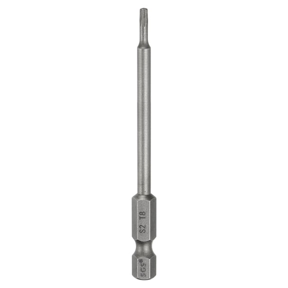 Uxcell T8 Torx Head Screwdriver Bit 1/4" Hex Shank 3.15" (80mm) Long Magnetic No Hole Tip 6 Point Star Screw Driver