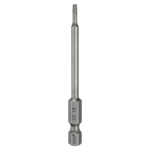 Uxcell T8 Torx Head Screwdriver Bit 1/4" Hex Shank 3" (75mm) Long Magnetic No Hole Tip 6 Point Star Screw Driver