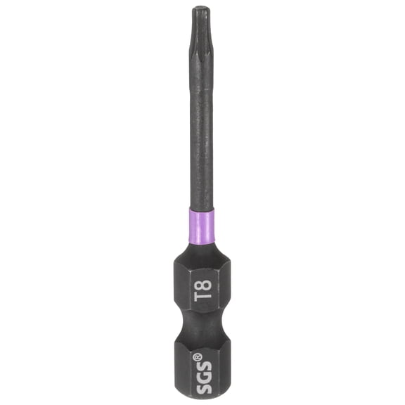 Uxcell T8 Torx Impact Screwdriver Bit 1/4" Hex Shank 2" Long Magnetic No Hole