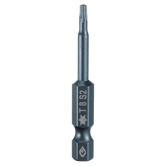 Uxcell  T8 Torx Screwdriver Bit 1/4" Hex Shank 2" Long S2 Steel Magnetic 6 Point Screw Driver Bits Industrial Grade Tamper Proof Star Drill Bits with No Hole Torx Head