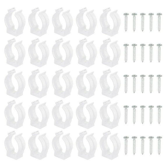 Uxcell T8 U Clips Holder LED Light Bulb Mounting Bracket Plastic Fluorescent Tube Holder Translucent 25 Pack