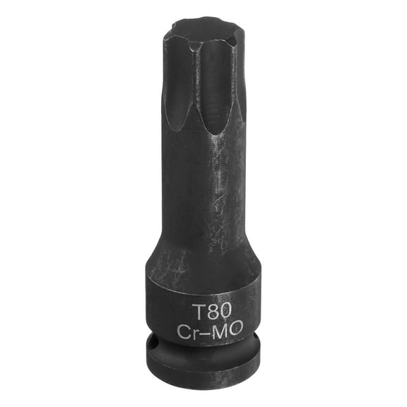 Uxcell T80 Torx Bit Socket 1/2" Drive 6 Point Torx Star Screwdriver Socket Adapter CR-MO Steel Impact Bit Sockets