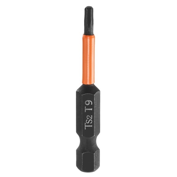 Uxcell T9 Torx Head Screwdriver Bit 2" Long 1/4" Hex Shank Magnetic Tamper Proof 6 Point Star Screw Driver Black Phosphate