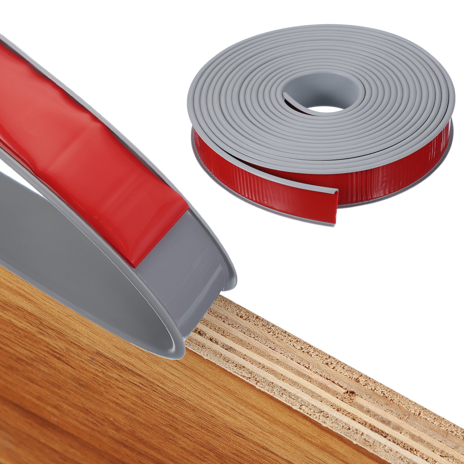 Uxcell TPE U-Shape Edge Banding Self Adhesive Flexible Veneer Edging Trim Furniture Edge Protector for Shelf Cabinet Table Gray 1-1/4 Inch x 20ft