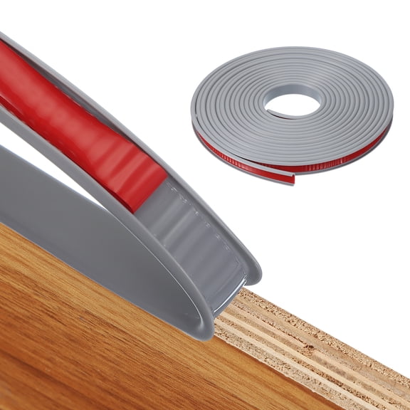 Uxcell TPE U-Shape Edge Banding Self Adhesive Flexible Veneer Edging Trim Furniture Edge Protector for Shelf Cabinet Table Gray 7/16 Inch x 20ft