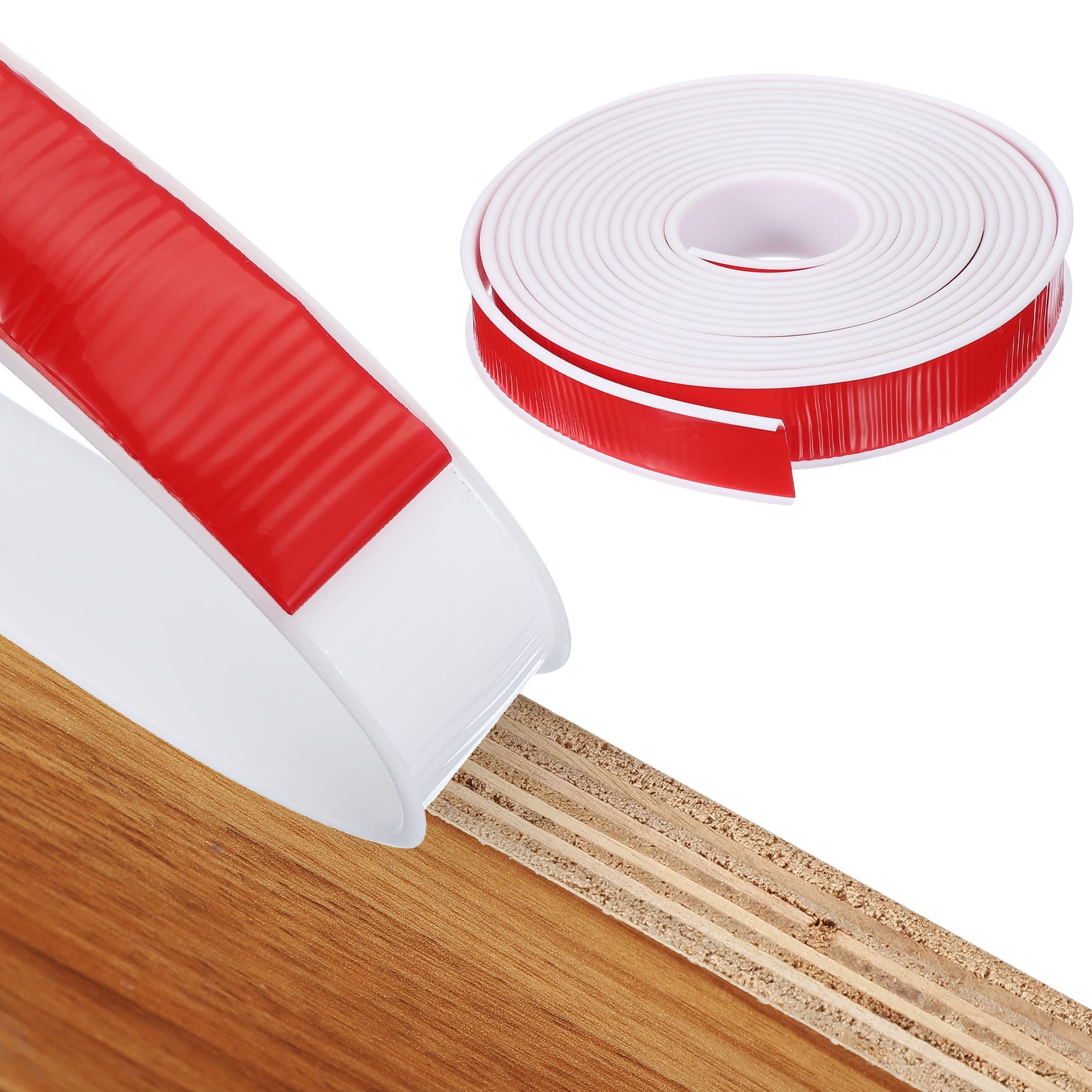 Uxcell TPE U-Shape Edge Banding Self Adhesive Flexible Veneer Edging Trim Furniture Edge Protector for Shelf Cabinet Table White 1-1/4 Inch x 20ft