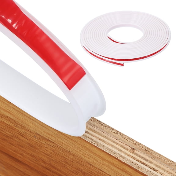 Uxcell TPE U-Shape Edge Banding Self Adhesive Flexible Veneer Edging Trim Furniture Edge Protector for Shelf Cabinet Table White 3/8 Inch x 20ft