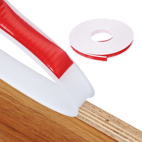 Uxcell TPE U-Shape Edge Banding Self Adhesive Flexible Veneer Edging Trim Furniture Edge Protector for Shelf Cabinet Table White 5/8 Inch x 20ft