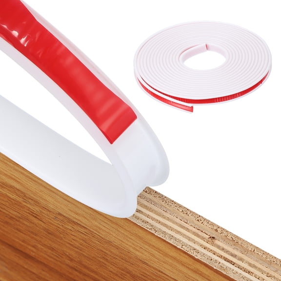Uxcell TPE U-Shape Edge Banding Self Adhesive Flexible Veneer Edging Trim Furniture Edge Protector for Shelf Cabinet Table White 7/16 Inch x 20ft