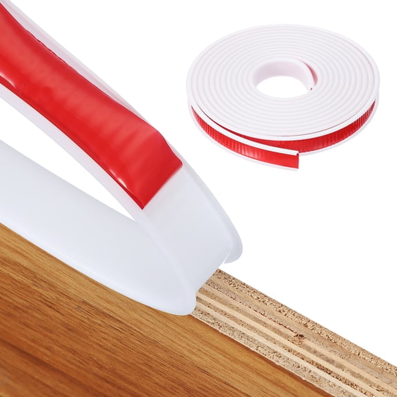 Uxcell TPE U-Shape Edge Banding Self Adhesive Flexible Veneer Edging Trim Furniture Edge Protector for Shelf Cabinet Table White 9/16 Inch x 13ft
