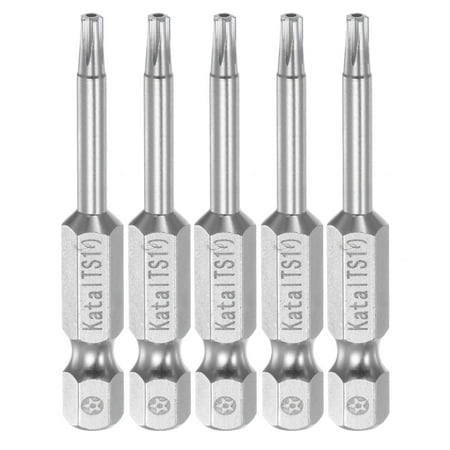 Uxcell TS10 Magnetic Security Star 5 Point Torx Screwdriver Bit 1/4" Hex Shank 2" Length, 5 Pack