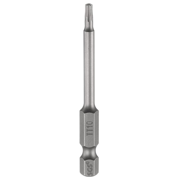 Uxcell TT10 Security Torx Head Screwdriver Bit 2.56" (65mm) Long 1/4" Hex Shank Magnetic Tamper Proof 6 Point Star Screw Driver