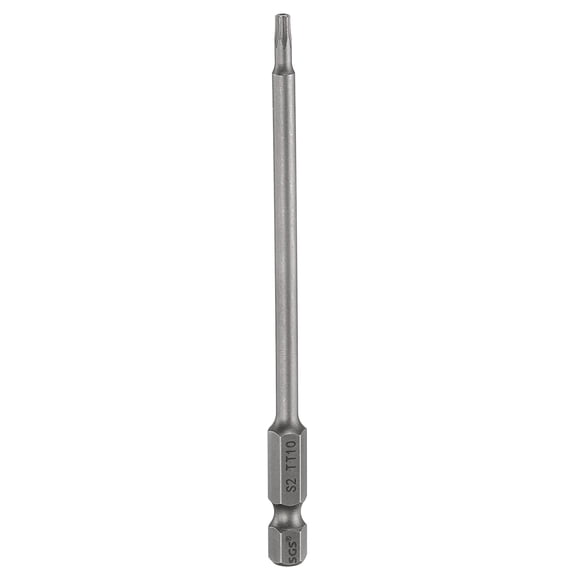 Uxcell TT10 Security Torx Head Screwdriver Bit 4.33" (110mm) Long 1/4" Hex Shank Magnetic Tamper Proof 6 Point Star Screw Driver