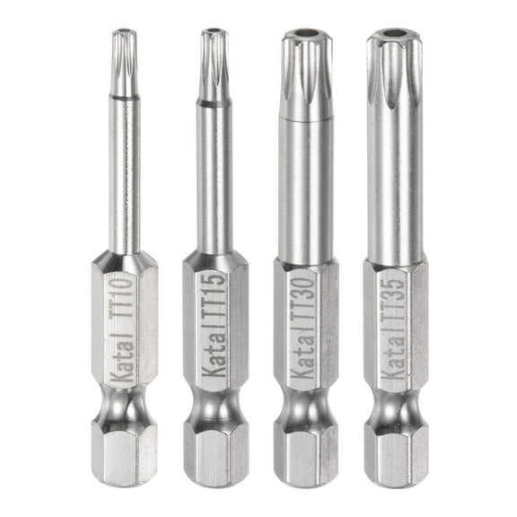 Uxcell TT10-TT35 Magnetic Security Star 7 Point Torx Screwdriver Bit 1/4" Hex Shank 2" Length Screw, 4 Pack