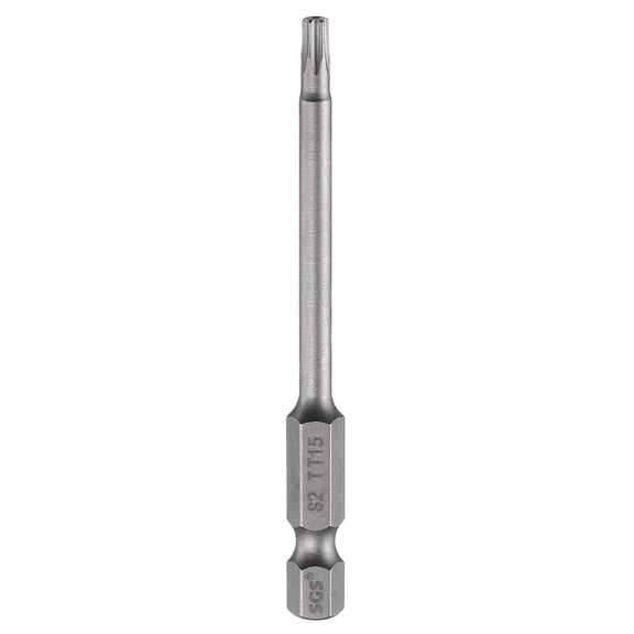 Uxcell TT15 Security Torx Head Screwdriver Bit 3.15" (80mm) Long 1/4" Hex Shank Magnetic Tamper Proof 6 Point Star Screw Driver