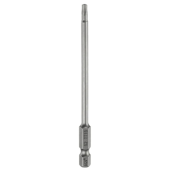 Uxcell TT15 Security Torx Head Screwdriver Bit 4.33" (110mm) Long 1/4" Hex Shank Magnetic Tamper Proof 6 Point Star Screw Driver