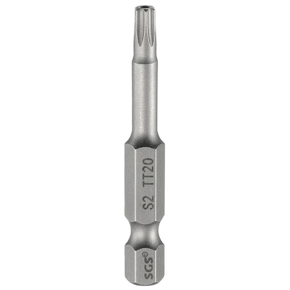 Uxcell TT20 Security Torx Head Screwdriver Bit 2" (50mm) Long 1/4" Hex Shank Magnetic Tamper Proof 6 Point Star Screw Driver
