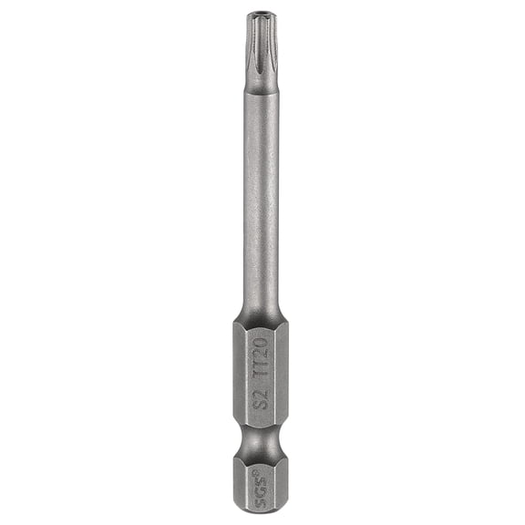 Uxcell TT20 Security Torx Head Screwdriver Bit 2.56" (65mm) Long 1/4" Hex Shank Magnetic Tamper Proof 6 Point Star Screw Driver
