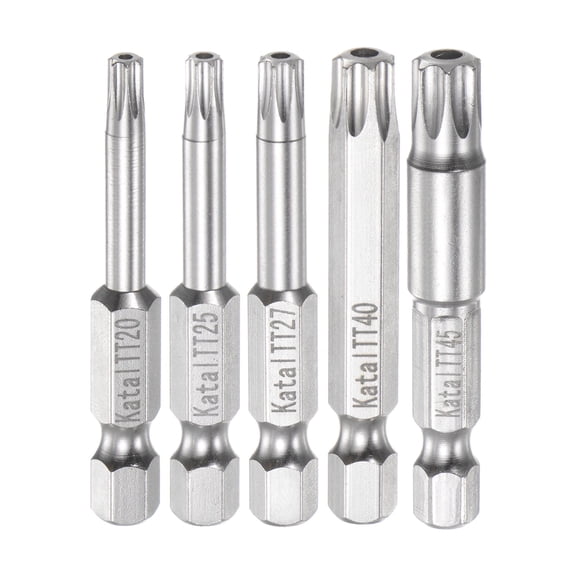 Uxcell TT20 to TT45 Magnetic Security Star 7 Point Screwdriver Bit 1/4" Hex Shank 2" Length