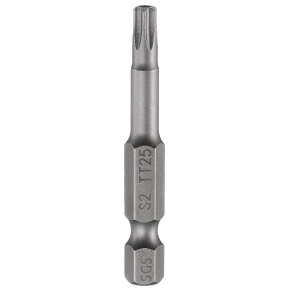 Uxcell TT25 Security Torx Head Screwdriver Bit 2" (50mm) Long 1/4" Hex Shank Magnetic Tamper Proof 6 Point Star Screw Driver