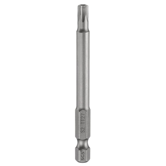Uxcell TT27 Security Torx Head Screwdriver Bit 3" (75mm) Long 1/4" Hex Shank Magnetic Tamper Proof 6 Point Star Screw Driver