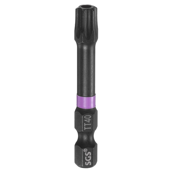 Uxcell TT40 Torx Impact Screwdriver Bit 1/4" Hex Shank 2" Long Magnetic with Hole