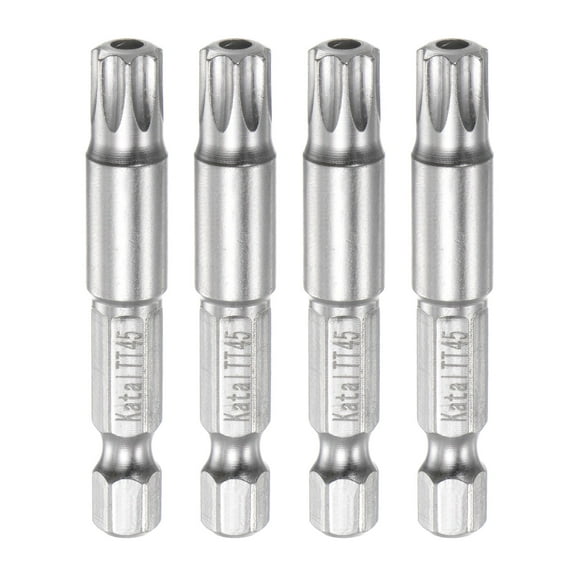 Uxcell TT45 Magnetic Security Star 7 Point Torx Screwdriver Bit 1/4" Hex Shank 2" Length Screw Driver, 4 Pack