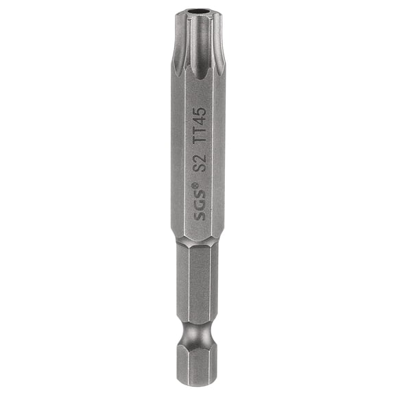 Uxcell TT45 Security Torx Head Screwdriver Bit 2.56" (65mm) Long 1/4" Hex Shank Magnetic Tamper Proof 6 Point Star Screw Driver