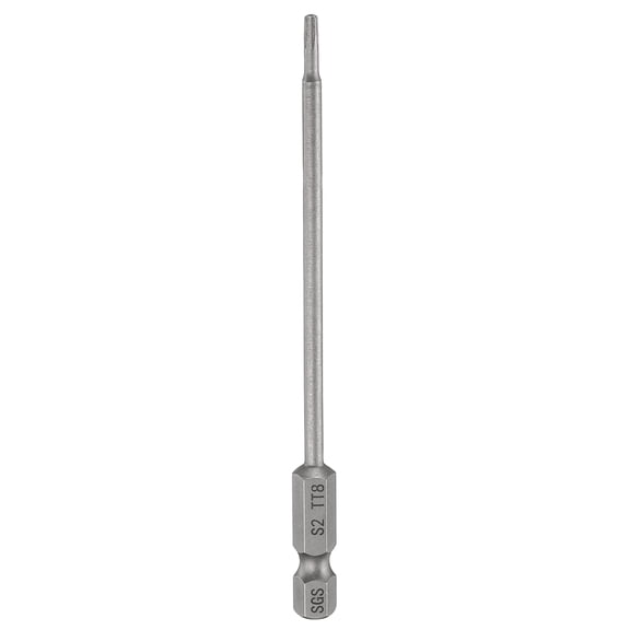 Uxcell TT8 Security Torx Head Screwdriver Bit 4" (100mm) Long 1/4" Hex Shank Magnetic Tamper Proof 6 Point Star Screw Driver